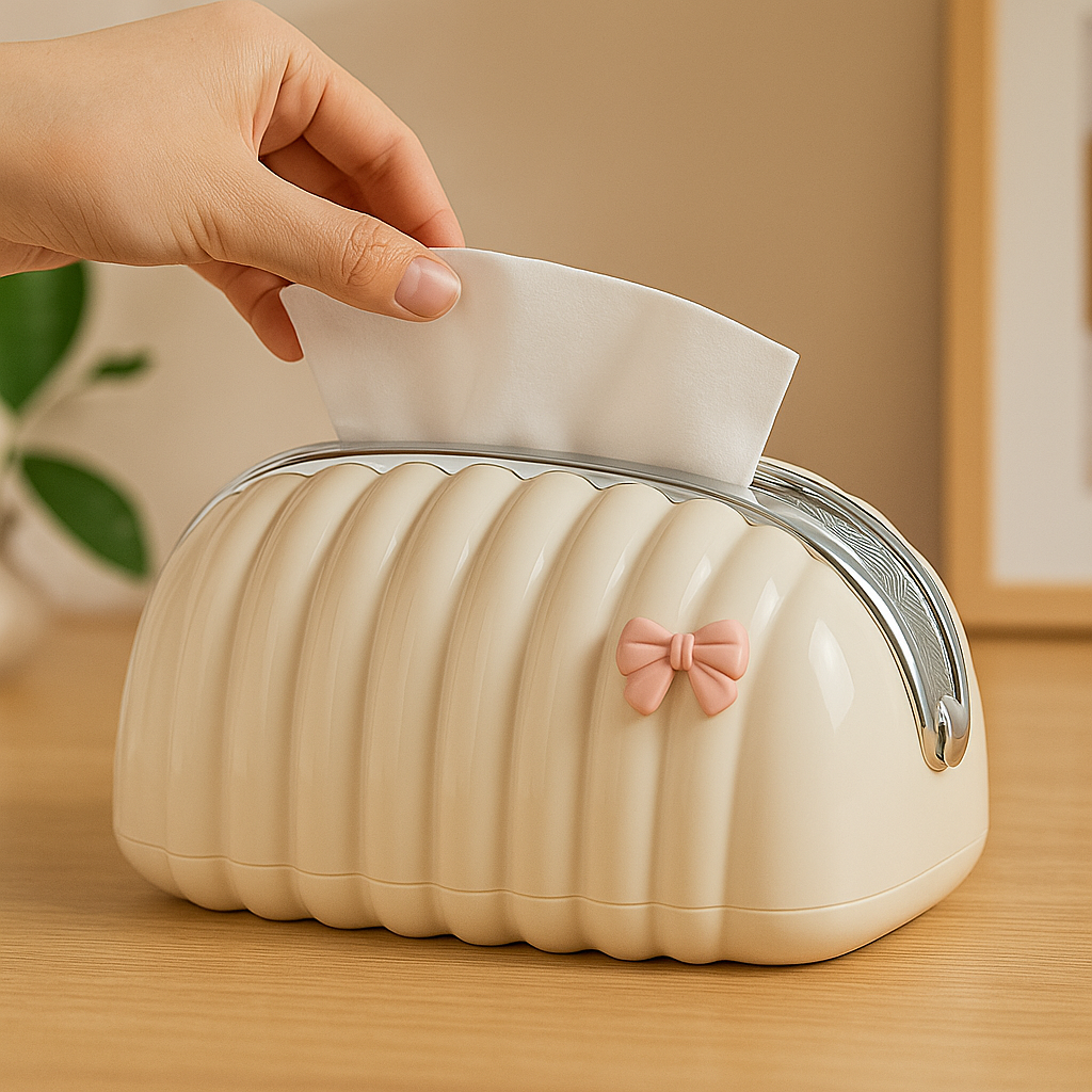 👜 Creamy Bag-Shaped Tissue Box – Stylish & High-Capacity Tissue Holder