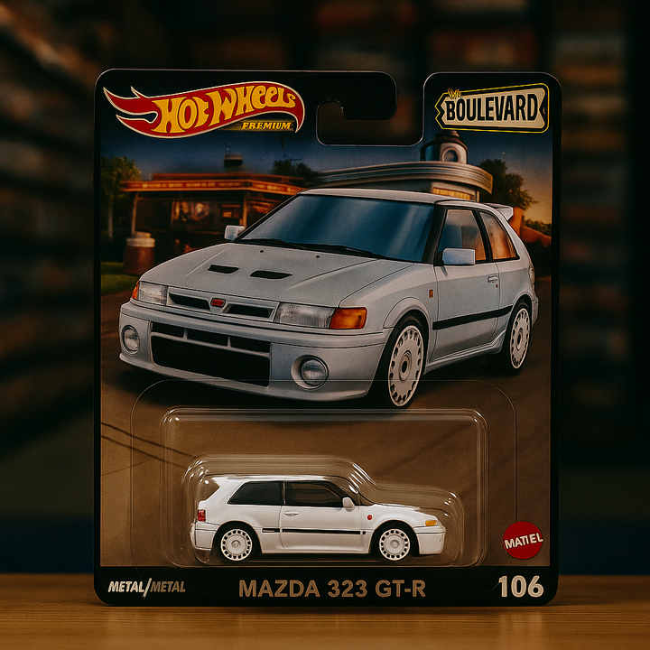 ⚪ Mazda 323 GTR – Hot Wheels Premium (Boulevard Series #106)