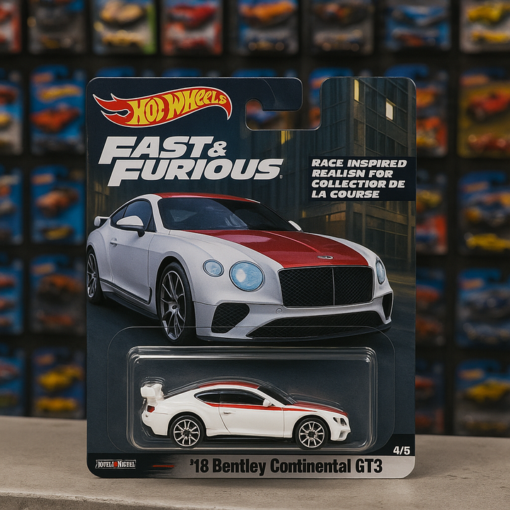 2018 Bentley Continental GT3 ⚪🔴  – Hot Wheels Premium | Fast & Furious Series (4/5)