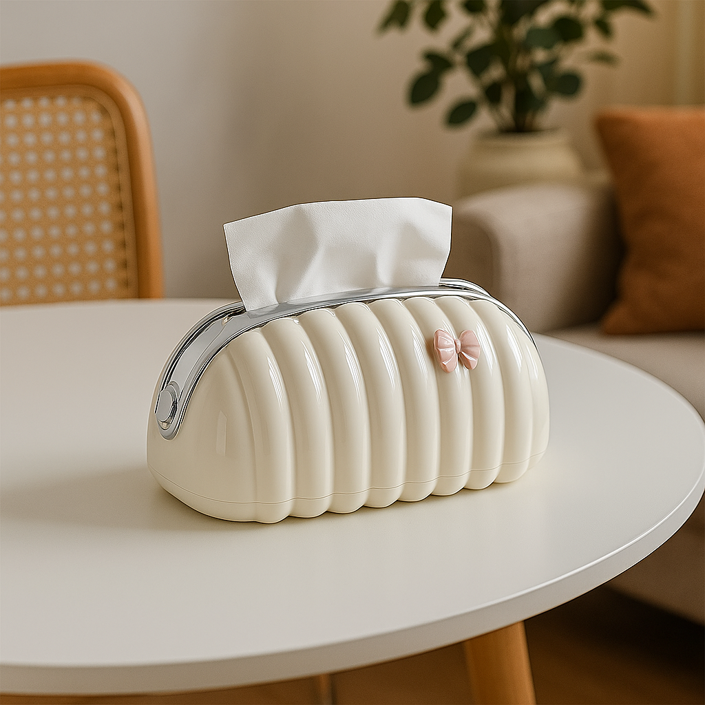 👜 Creamy Bag-Shaped Tissue Box – Stylish & High-Capacity Tissue Holder