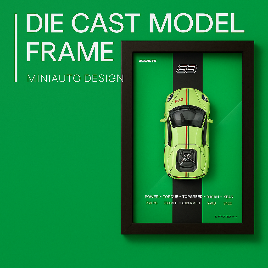 3D Sports Car Frame Art with Removable Alloy Model – LED Wall Décor for Car Lovers & Kids