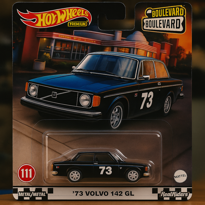🖤 ‘73 Volvo 142 GL – Hot Wheels Premium (Boulevard Series #111)
