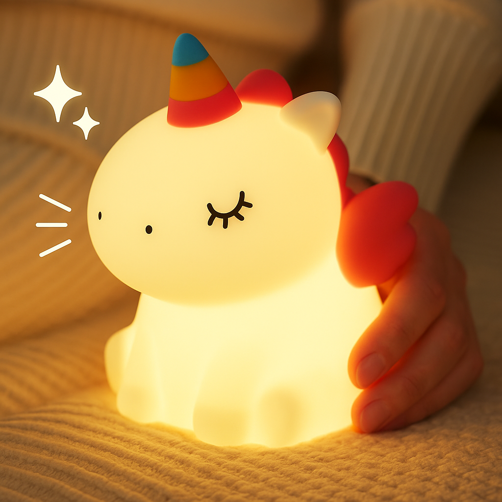 Unicorn Night Light for Kids – Tap Control, Rechargeable & 3 Brightness Modes