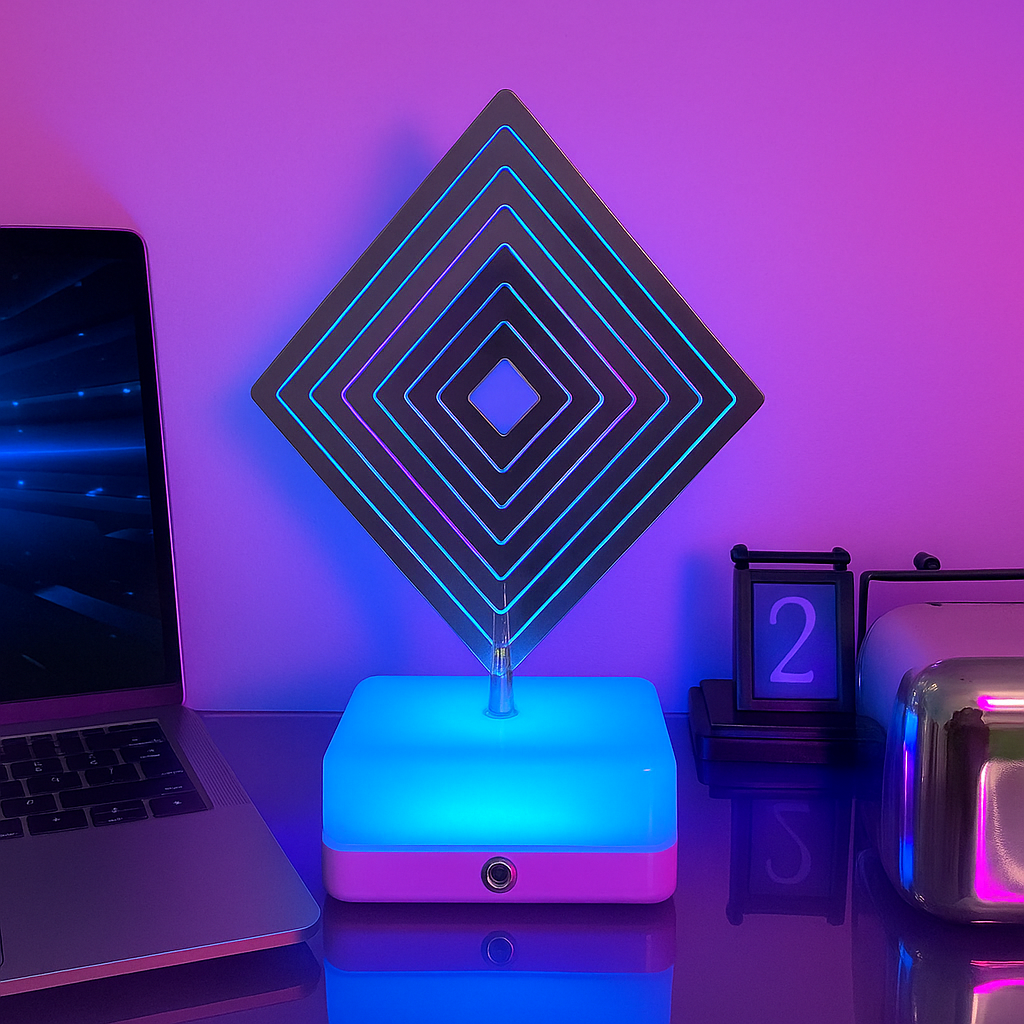 3D Spinner LED Table Lamp – 3/16 Color Modes, Dimmable Touch Control Night Light for Bedroom, Desk & Gifts