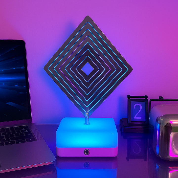 3D Spinner LED Table Lamp – 3/16 Color Modes, Dimmable Touch Control Night Light for Bedroom, Desk & Gifts