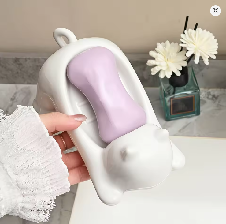 Stretching Cat Soap Holder Tray – Cute Ceramic Animal Soap Dish with Drainage for Bathroom & Kitchen