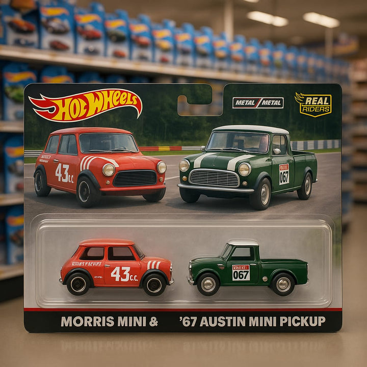 Hot Wheels Premium – Morris Mini x ’67 Austin Mini Pickup (Car Culture Series)