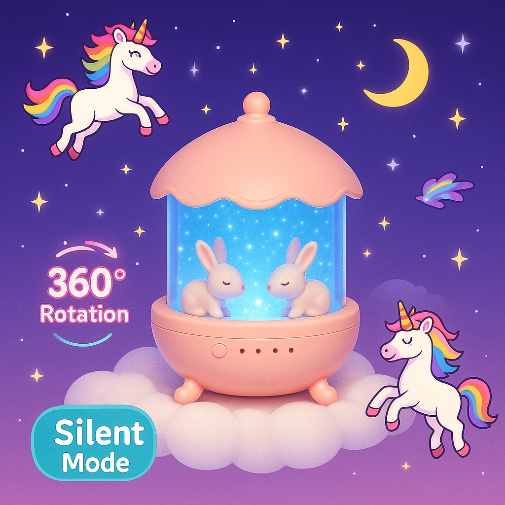 ✨ Bunny’s Carousel Night Projector Light – Magical Ambience for Kids’ Bedrooms