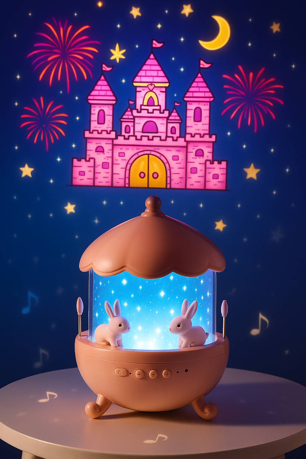 ✨ Bunny’s Carousel Night Projector Light – Magical Ambience for Kids’ Bedrooms