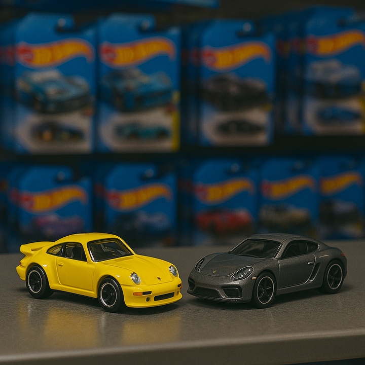 🚗 Porsche 993 GT2  -X- Porsche 718 Cayman GT4 ⚫  – Hot Wheels Premium Car Culture 2-Car Pack