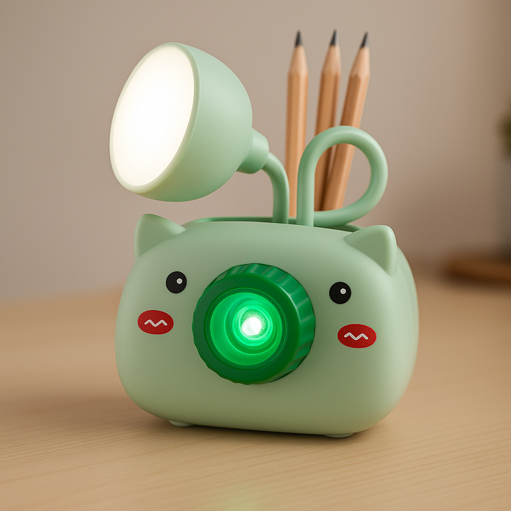 3-in-1 Cartoon LED Desk Lamp with Pen Holder & Sharpener (mixed colors) – Rechargeable Night Light for Kids (Assorted Colors)